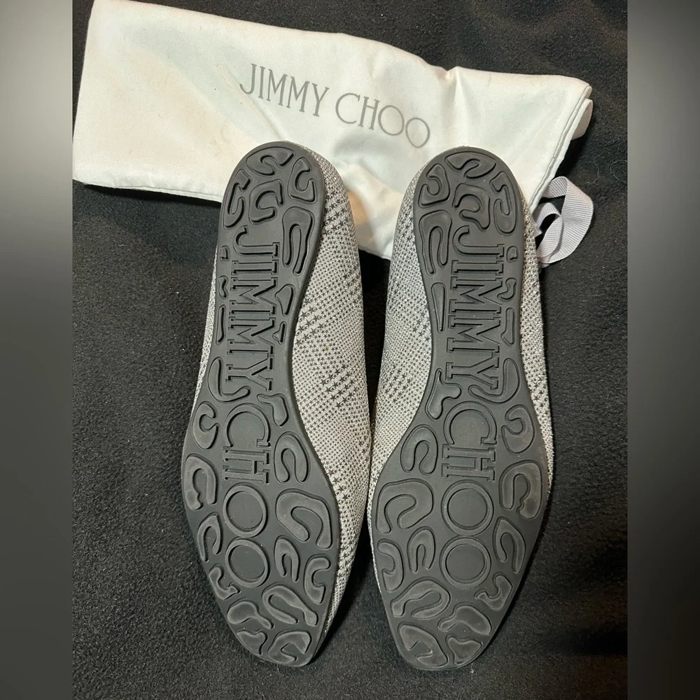 Jimmy Choo Prince of Stars Silver Glitter Loafers Size 10.5